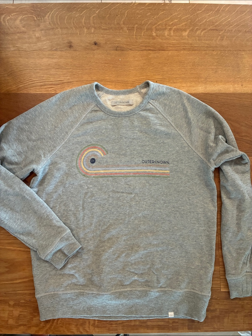 Outerknown Heather Gray Retro Stripe Crewneck Sweater M